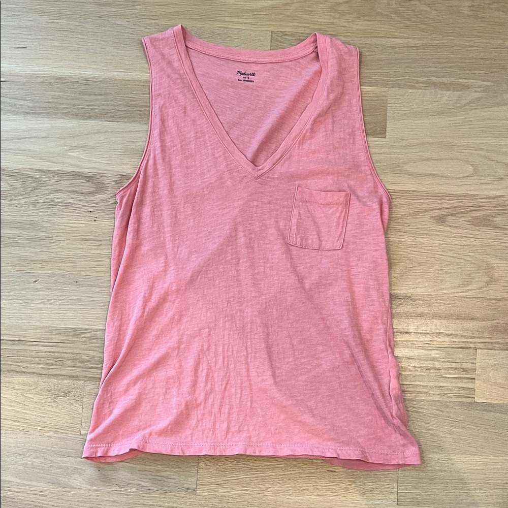Madewell Pink V-Neck Sleeveless Top